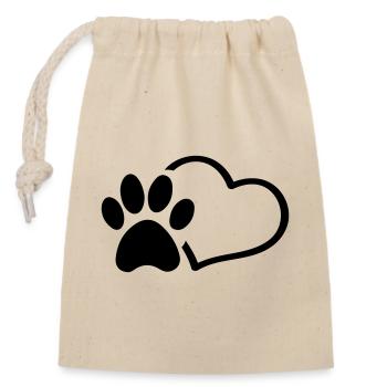 Paw Heart - Closable cotton gift bag (14x20cm) - nature - Front