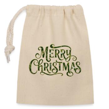 Message de Noël Vintage Vert - Sac cadeau en coton avec cordon (14 x 20 cm) - nature - Devant