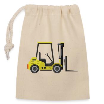 Chariot élévateur - Sac cadeau en coton avec cordon (14 x 20 cm) - nature - Devant