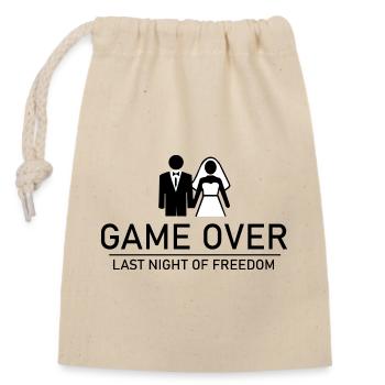 Game Over – Last Night of Freedom Hochzeit JGA - Verschließbarer Geschenkbeutel aus Baumwolle (14x20cm) - Natur - Vorne