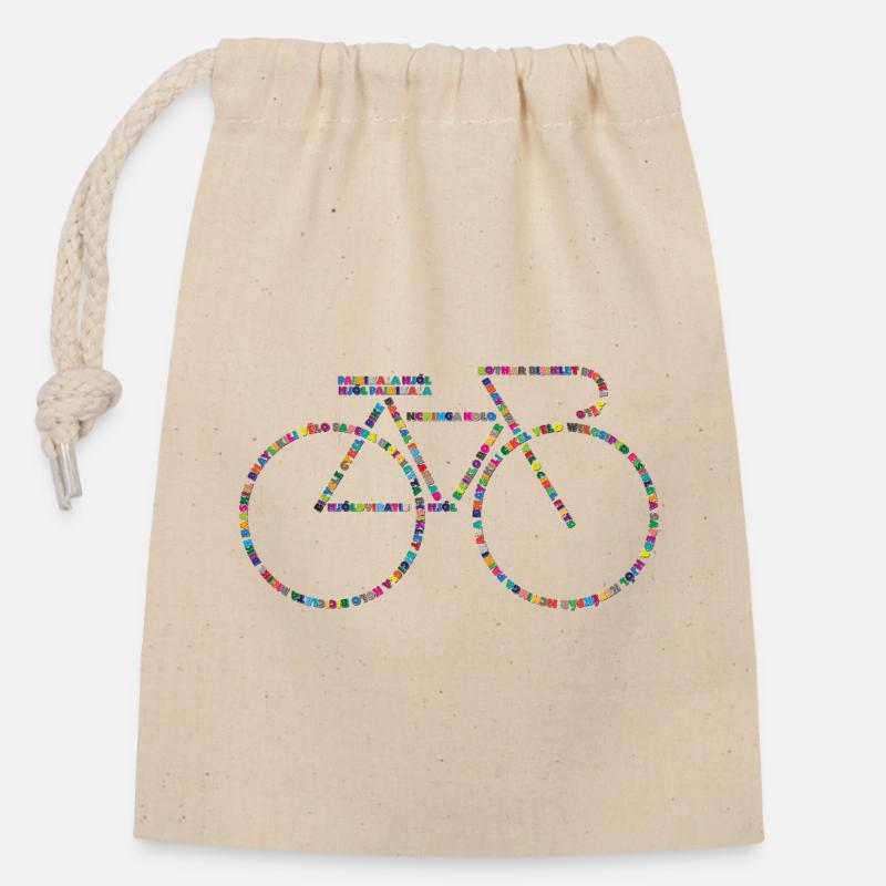 Langages vélologiques V1 - Sac cadeau en coton avec cordon (14 x 20 cm) - nature