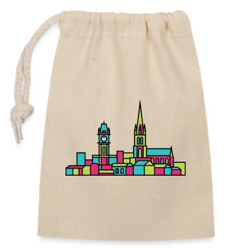 Leicester City Skyline Clock Tower Line Art - Closable cotton gift bag (14x20cm) - nature - Front