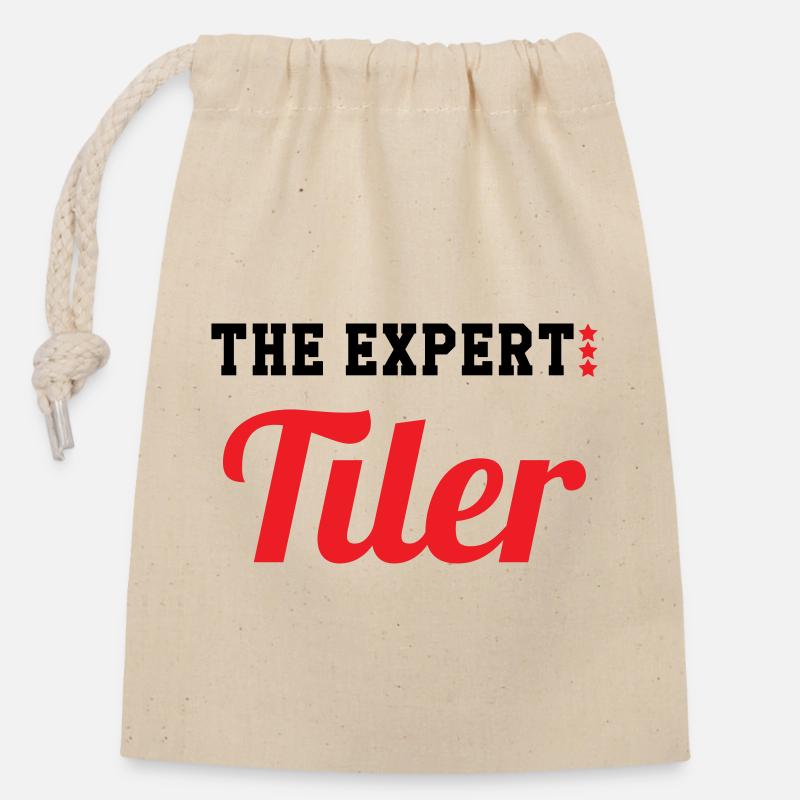 Expert tiler – pro tile laying precision - Closable cotton gift bag (14x20cm) - nature