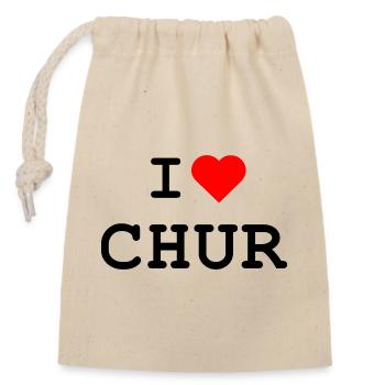 I love Chur - Ich liebe Chur - Closable cotton gift bag (14x20cm) - nature - Front