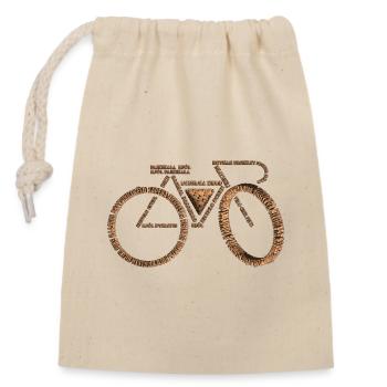 Fahrradsprachen VCookie - Verschließbarer Geschenkbeutel aus Baumwolle (14x20cm) - Natur - Vorne