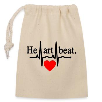 Battement de cœur - Noir - Sac cadeau en coton avec cordon (14 x 20 cm) - nature - Devant