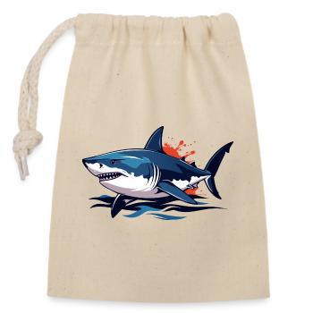 Requin bleu des profondeurs avec éclaboussures rouges Requin blanc - Sac cadeau en coton avec cordon (14 x 20 cm) - nature - Devant