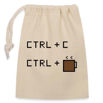 CTRL+C Kaffee Edition - Retro Büro Humor - Verschließbarer Geschenkbeutel aus Baumwolle (14x20cm) - Natur - Vorne