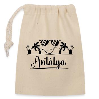 Antalya - Sac cadeau en coton avec cordon (14 x 20 cm) - nature - Devant