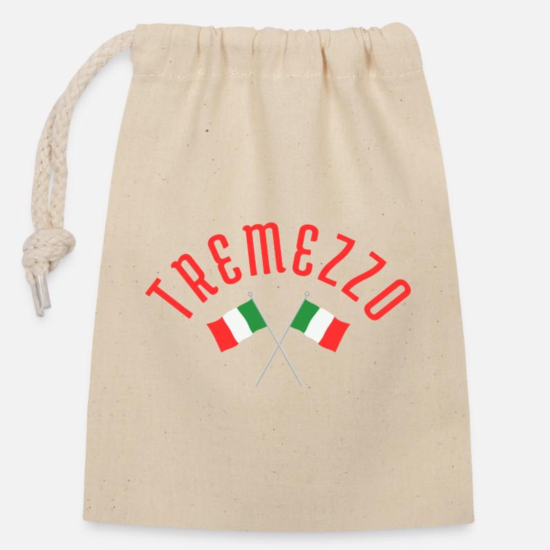 Tremezzo Italian Flags  - Closable cotton gift bag (14x20cm) - nature