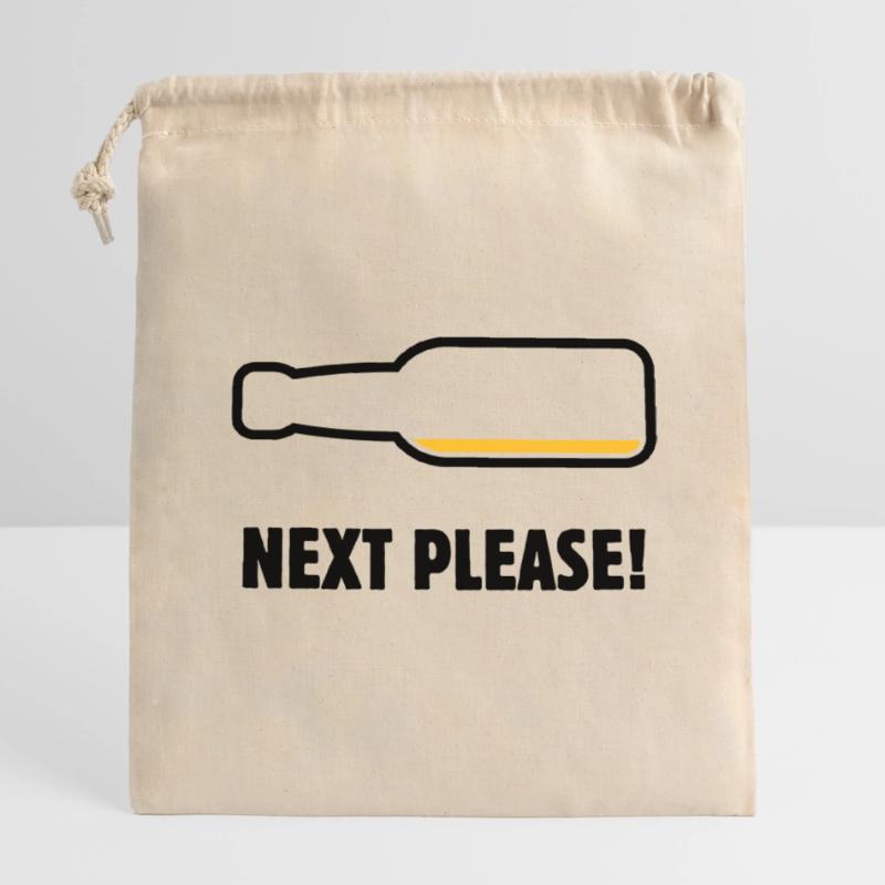 Next Please! (Bier / Bierchen / POS 2C) Verschließbarer Geschenkbeutel aus Baumwolle (14x20cm)
