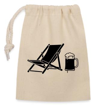 Deck Chair Beer Holiday Icon - Closable cotton gift bag (14x20cm) - nature - Front
