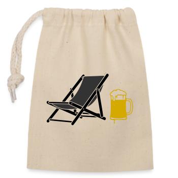 Beach Chair Beer Colored Vector - Closable cotton gift bag (14x20cm) - nature - Front