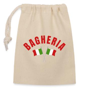 Bagheria Italian Flags - Closable cotton gift bag (14x20cm) - nature - Front