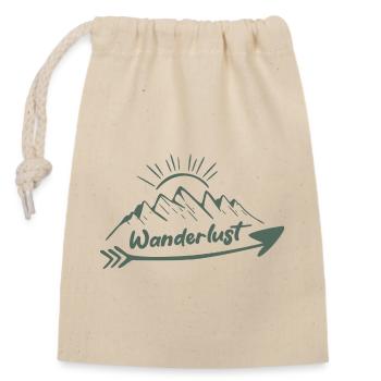 Wanderlust Mountain Outdoor Travel Design - Verschließbarer Geschenkbeutel aus Baumwolle (14x20cm) - Natur - Vorne