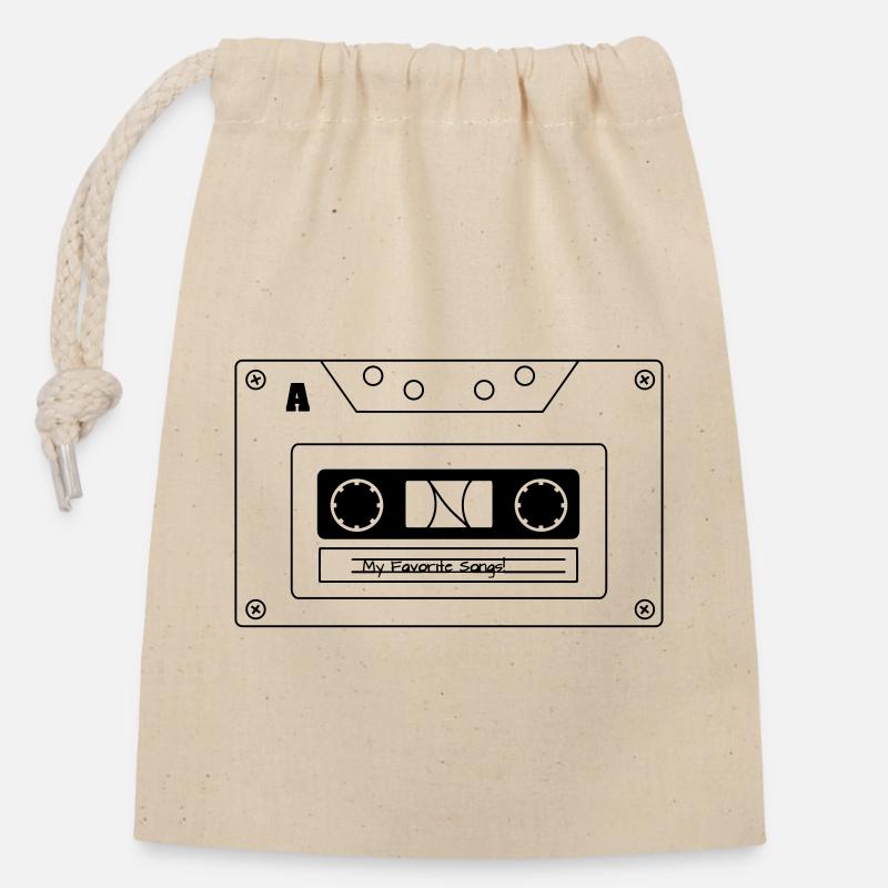 Retro Cassette Vibes – Old School Cool! - Closable cotton gift bag (14x20cm) - nature