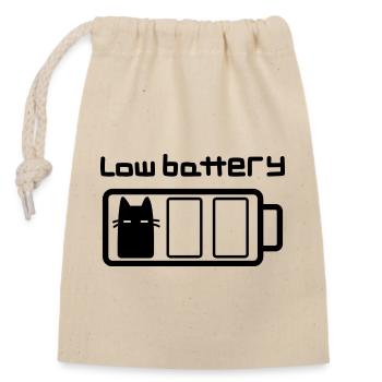 Low battery cat - Closable cotton gift bag (14x20cm) - nature - Front