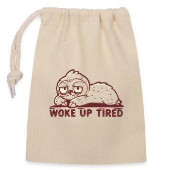 Je me suis réveillé fatigué - Sac cadeau en coton avec cordon (14 x 20 cm) - nature - Devant