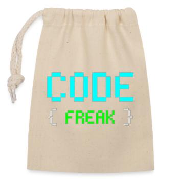 Pixel Code Freak Neon Tee - Verschließbarer Geschenkbeutel aus Baumwolle (14x20cm) - Natur - Vorne