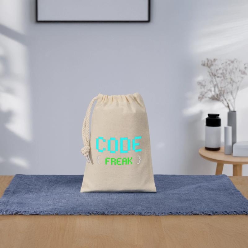 Pixel Code Freak Neon Tee Closable cotton gift bag (14x20cm)