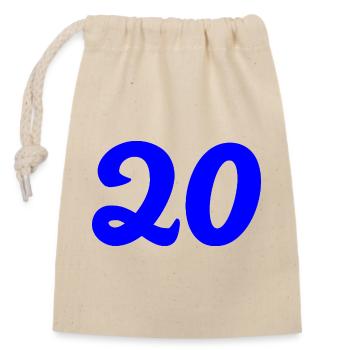 20. 20e ANNIVERSAIRE. ANNIVERSAIRE 20 ANS. 20 ANS. - Sac cadeau en coton avec cordon (14 x 20 cm) - nature - Devant