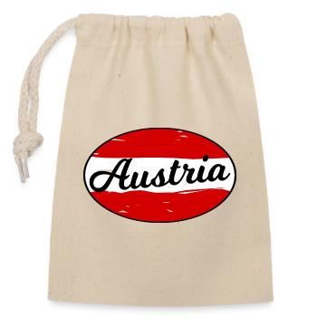 Logo d’écriture autrichienne sur fond rouge - Sac cadeau en coton avec cordon (14 x 20 cm) - nature - Devant