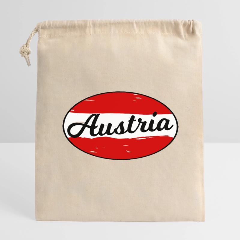 Austria Script Logo on Red Closable cotton gift bag (14x20cm)