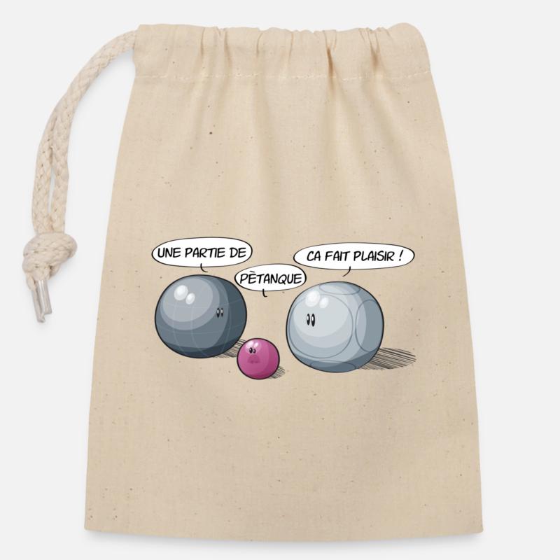 Une partie de petanque - Verschließbarer Geschenkbeutel aus Baumwolle (14x20cm) - Natur
