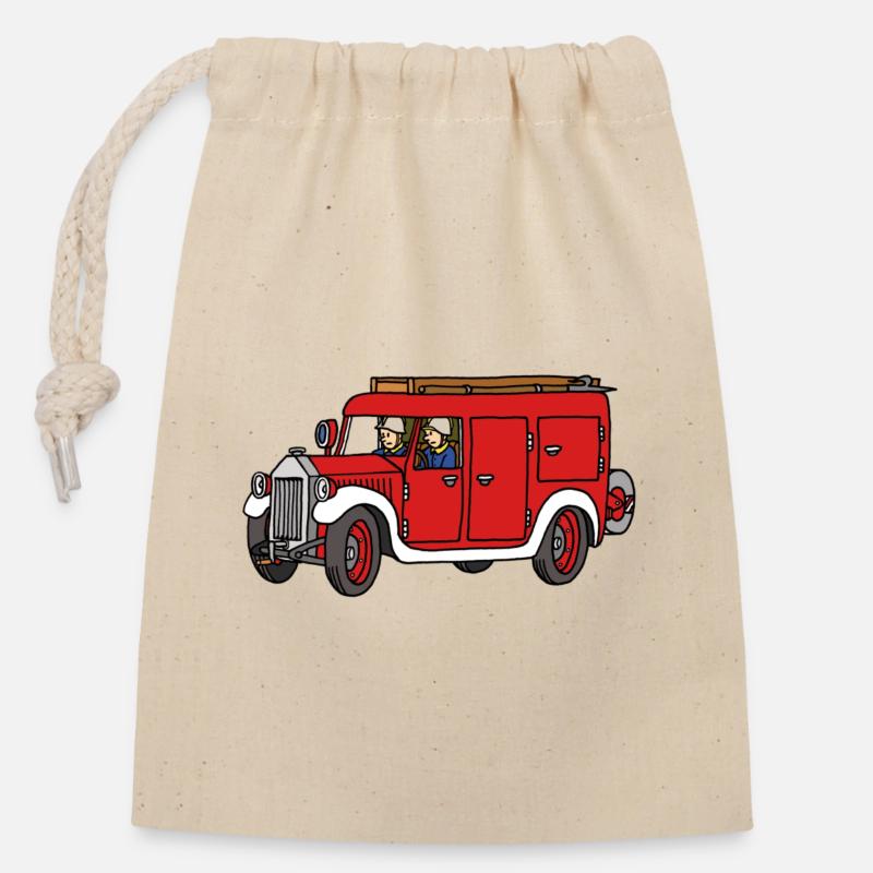 Firemen Oldie - Closable cotton gift bag (14x20cm) - nature
