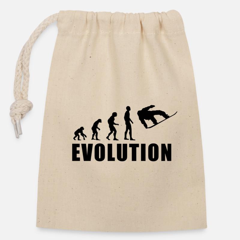 EVOLUTION SNOWBOARD Schnee Winter Geschenk - Verschließbarer Geschenkbeutel aus Baumwolle (14x20cm) - Natur