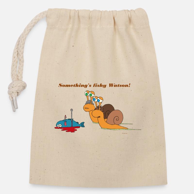 Sherlock Holmes snail - Closable cotton gift bag (14x20cm) - nature