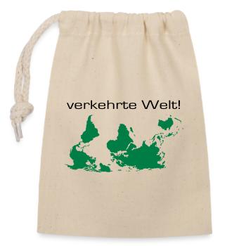 verkehrte welt - Verschließbarer Geschenkbeutel aus Baumwolle (14x20cm) - Natur - Vorne