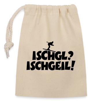 Ischgl Ischgeil Skifahrer Après-Ski - Verschließbarer Geschenkbeutel aus Baumwolle (14x20cm) - Natur - Vorne