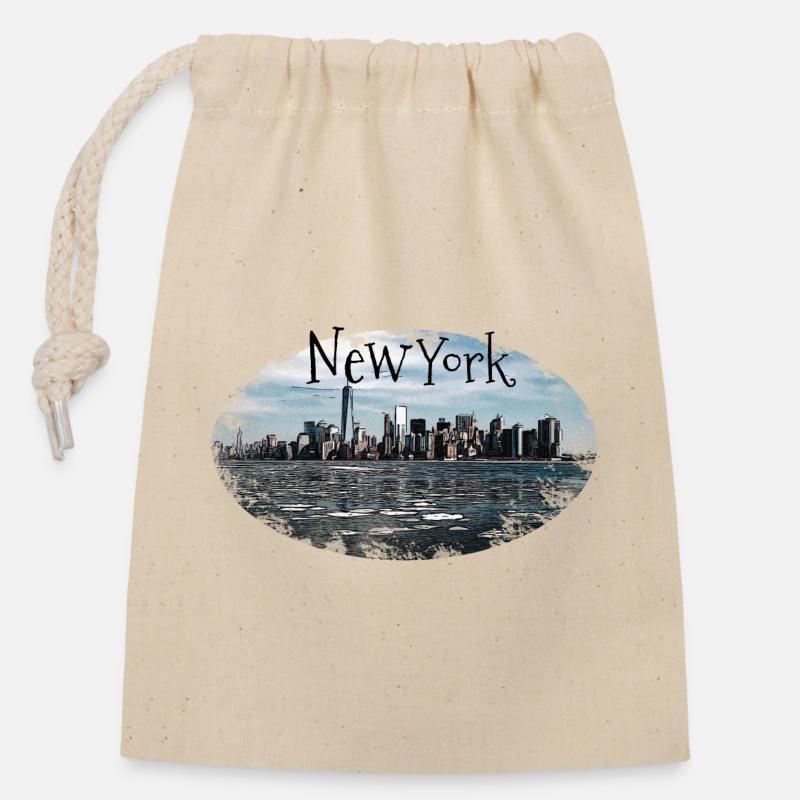 New York City Skyline - Verschließbarer Geschenkbeutel aus Baumwolle (14x20cm) - Natur