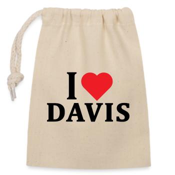 T-Shirt Ich liebe Davis T-Shirt Geschenkidee - Verschließbarer Geschenkbeutel aus Baumwolle (14x20cm) - Natur - Vorne