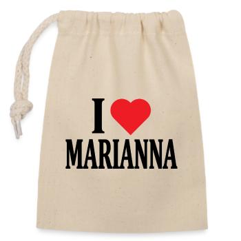 nom du t-shirt J’aime Marianna idée cadeau t-shirt - Sac cadeau en coton avec cordon (14 x 20 cm) - nature - Devant
