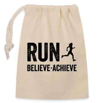 Marathon - Run. Believe. Achieve. - Closable cotton gift bag (14x20cm) - nature - Front