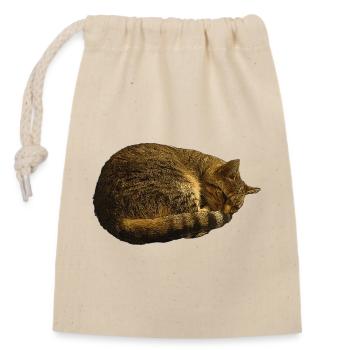 schlafende Katze, tabby motiv, pelzig - Verschließbarer Geschenkbeutel aus Baumwolle (14x20cm) - Natur - Vorne