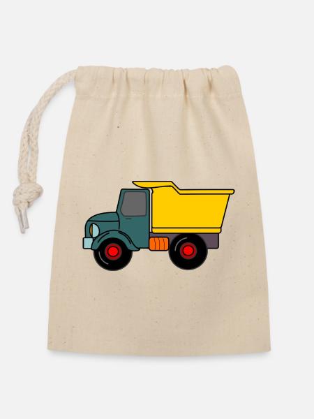 Keepauto LKW Sand - Verschließbarer Geschenkbeutel aus Baumwolle (14x20cm) - Natur