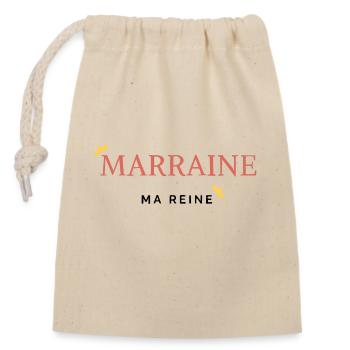 MARRAINE MA REINE - Sac cadeau en coton avec cordon (14 x 20 cm) - nature - Devant
