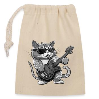 Funny Cat jouant de la guitare Katze spielt Gitarre - Sac cadeau en coton avec cordon (14 x 20 cm) - nature - Devant