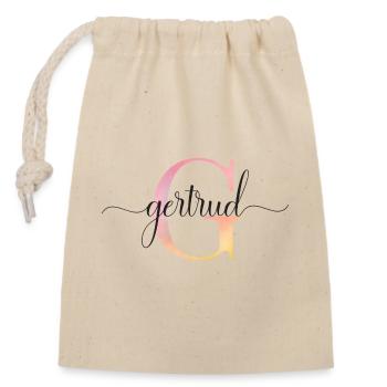 G| Monogram | Name | Gertrud |Watercolor - Closable cotton gift bag (14x20cm) - nature - Front