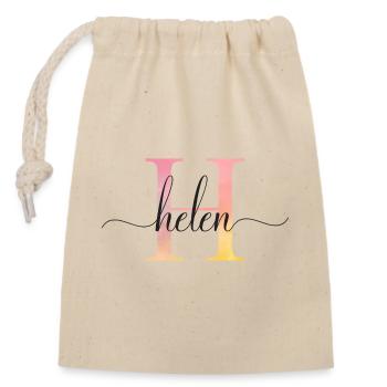 H | Monogram | Name | Helen |Watercolor - Closable cotton gift bag (14x20cm) - nature - Front