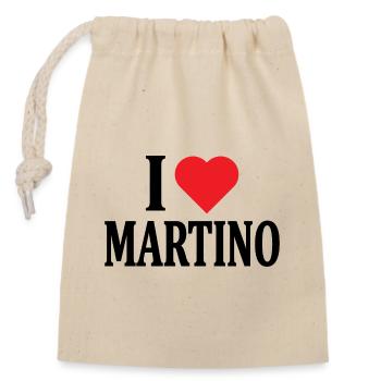t-shirt j’aime Martino t-shirt idée cadeau - Sac cadeau en coton avec cordon (14 x 20 cm) - nature - Devant