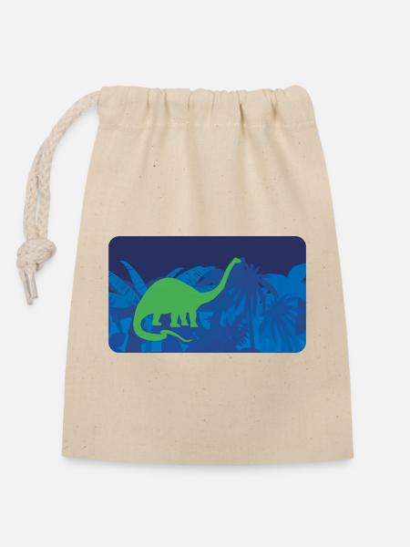 Urwald Dinos Langhals - blau - Verschließbarer Geschenkbeutel aus Baumwolle (14x20cm) - Natur