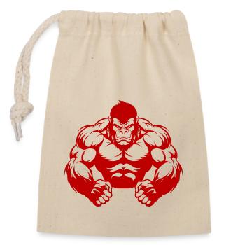 Gorilla Muscles Beast Gym - Sac cadeau en coton avec cordon (14 x 20 cm) - nature - Devant