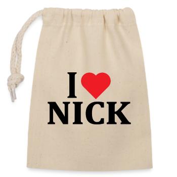 t-shirt I love Nick t-shirt gift idea - Closable cotton gift bag (14x20cm) - nature - Front