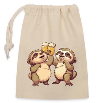 Fête drôle de bière paresseux - Sac cadeau en coton avec cordon (14 x 20 cm) - nature - Devant