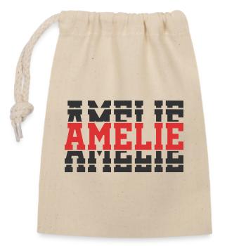 t-shirt Amelie t-shirt gift idea stacked text - Closable cotton gift bag (14x20cm) - nature - Front