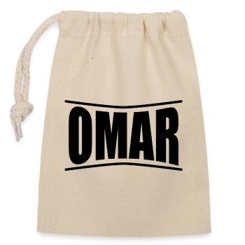 T-Shirt Omar T-Shirt Geschenkidee - Verschließbarer Geschenkbeutel aus Baumwolle (14x20cm) - Natur - Vorne